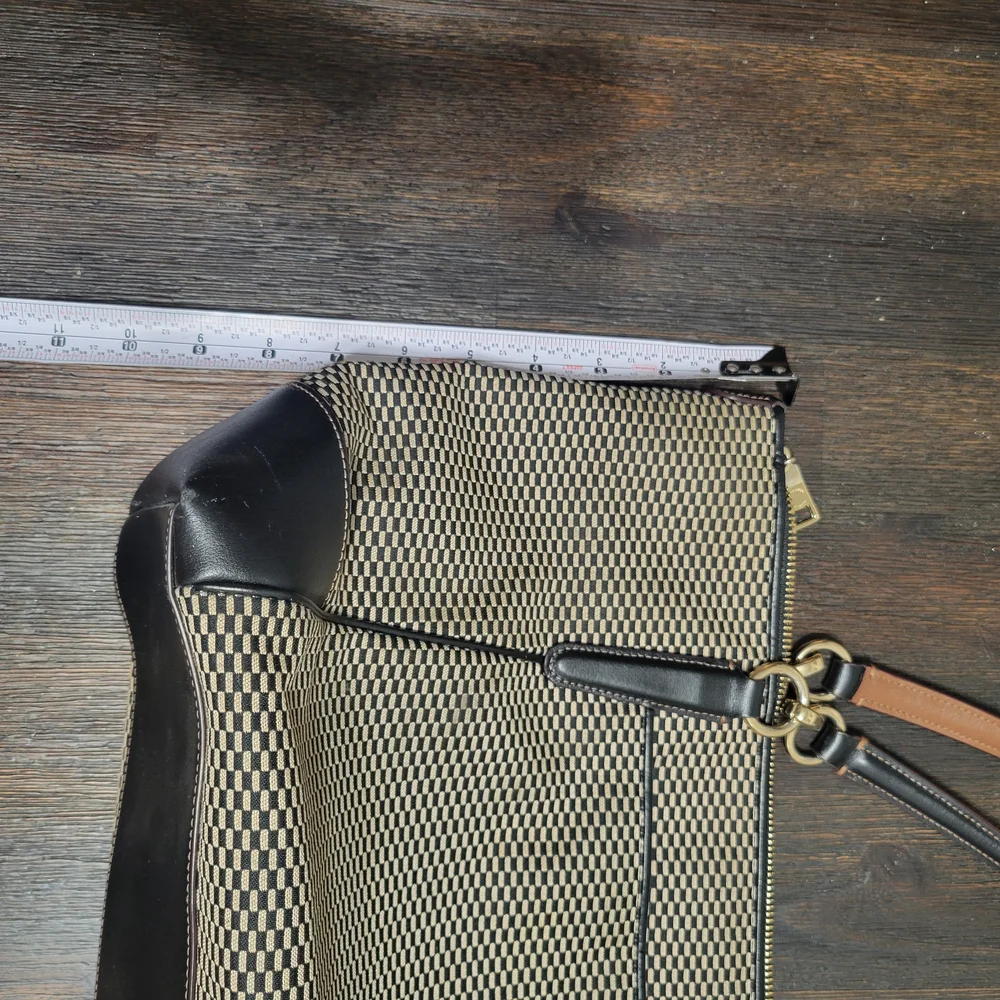 Coach Black and‎ Tan Checkered Shoulder Bag